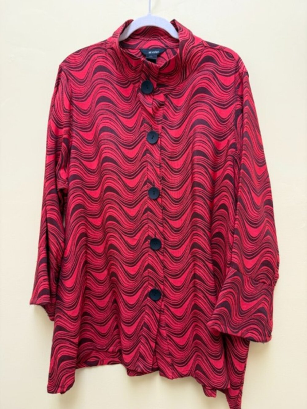 Ali Miles Womens 2XL Red Paisley Button-up tunic